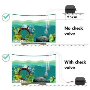 aquarium bubbler setup check valve no check valve